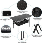 LEADALLWAY Folding Camping Table with Large Storage and Carrying Bags 47(L) x22(W)