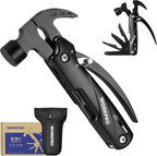 WORKPRO Multitool-12 in 1 Camping Tools with Mini Hammer-EDC Gear Multi Tools Hammer with Safety Lock and Pouch-Mini Multitools Gifts for Men and Women