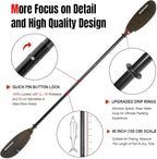 Angler Kayak Paddles Aluminum Paddle with Plastic Blades and Paddle Leash, Floating Adjustable Fishing Kayak Oars, 3 Piece, 230-250cm/90-98 inch