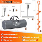 Eazy2hD 6 Pack Tent Stakes Heavy Duty, 15 Inch Ground Anchors Screw in, Metal High Winds Trampoline Stake with Nut and Tool, Spiral Anchor Kit for Camping, Shed, Swing Set, Canopy, Car Ports