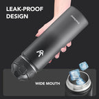 Enerbone 24 oz Insulated Water Bottle, Stainless Steel Bottle with Carrying Strap, Double-Wall Vacuum Insulation Design, Leakproof Sports Bottle with Straw, Keep Drinks Cold or Hot for Hours