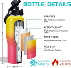 32OZ Insulated Water Bottle with Straw - Stainless Steel Water Bottle w/Carrier Pouch with Strap & Boot, Wide-Mouth Vacuum Insulated Bottle Fit in Car Bike Cup Holder