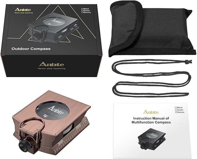 Compass Hiking Survival, IP65 Waterproof Metal Compass with Sighting Clinometer and Carry Bag, Multifunctional, Professional, for Camping Hunting Hiking Navigation