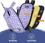 Pawaboo Pet Carrier Backpack, Adjustable Pet Front Cat Dog Carrier Backpack Purse Travel Bag, Legs Out, Easy-Fit for Traveling Hiking Camping for Small Medium Dogs, Medium Size, Black & Purple Daisy