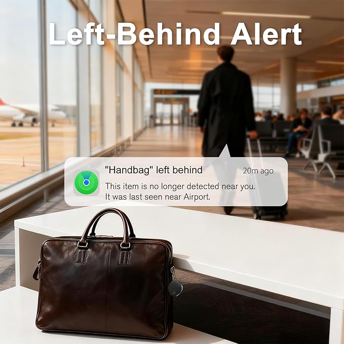 Air Tracker Tags-4 Pack, Bluetooth Air Tracker Compatible with Apple Find My Network (iOS Only), Smart Tag Item Finder for Keys, Wallet, Luggage, Backpack - Fast Location Updates, Black