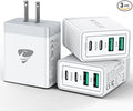 USB C Wall Charger Block 3-Pack, Aiminu 40W 4-Port PD Power Delivery Fast Type C Charging Block Plug Adapter for iPhone 15 14 13 12 11 Pro Max, XS/XR/X, iPad, Android Phones Charger Cube