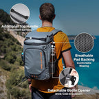 Backpack Cooler Insulated Leak Proof 33/49 Cans, 2 Insulated Compartments Thermal Bag, Portable Lightweight Beach Travel Camping Lunch Backpack for Men and Women