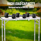 GARLLEN Folding Camping Table, 3 Adjustable Height Portable Folding Picnic Table with Storage Bag, Lightweight Aluminum Outdoor Table for Picnic, Camping, BBQ, 34.2" L x 15.7" W, Silver