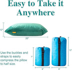 Small Gel Memory Foam Camping Pillow Travel - Contoured Support -Compressible Pillow Ideal for Backpacking, Camping, Travel, Car, Airplane,Office Nap