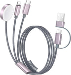 Temdan for Travel Essentials,3 in 2 USB C Cable for Apple Watch Charger/iPhone 17 Charger/Lightning,Multi Charging Cable Cord,Vacation Camping Essentials,Portable Designed for iWatch &iPhone 16-12-4FT