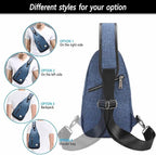 Small Sling Bag Crossbody Backpack Over the Shoulder Bag for Men Women Travel Outdoors, Lightweight Sling Chest Pack (Large, Blue)
