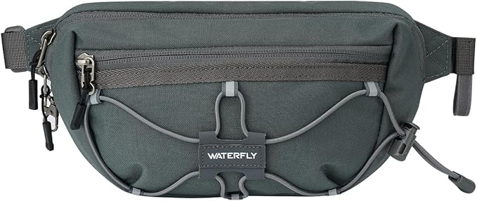 WATERFLY Lightweight Small Fanny Pack: 1.5L Mini Slim Crossbody Waist Belt Hip Bag with RFID Blocking, Anti-Theft & Water Resistant Pouch for Women Men Travel Hiking Running Walking EDC