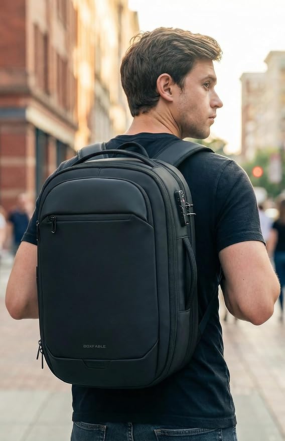 Vacuum Seal Travel Backpack 45L with Pump - Expandable Air Compression System, Water-Resistant Business TSA Lock, Laptop Backpack, Carry-On Suitcase Luggage, Gifts for Men