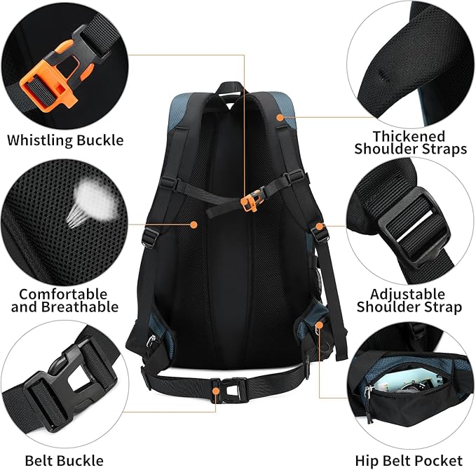 BOVIP 40L Hiking Backpack Waterproof Lightweight Daypack Travel Sports Camping Backpack for Men Women
