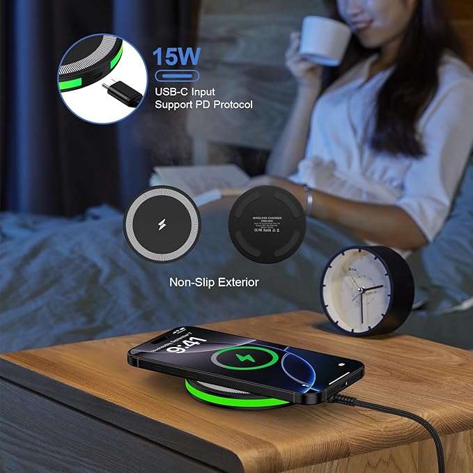 Samsung S25 FE Ultra Wireless Charger Fast Charging Pad 15W for Galaxy S25+ S25 Edge Z Fold7 Z Flip7 FE S24 Ultra S24+ S23,Pixel 10Pro Fold/XL/9a 8, Android Wireless Charger Station with QC3.0 Adapter