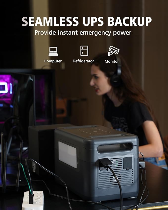 Portable Power Station, 1036Wh LiFePO4 Battery, 1500W Continuous Power, Solar Generator for Emergency Backup, Home, Camping, RVs, and Off-Grid Use – Fast Charging & Multi-Device Support DEENO S1500