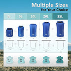 2-pack 30D Nylon Waterproof Dry Bag-Portable Storage Sack for Kayaking, Hiking and Rafting-Roll Top Closure-Float on Water(5L/20L,Blue)