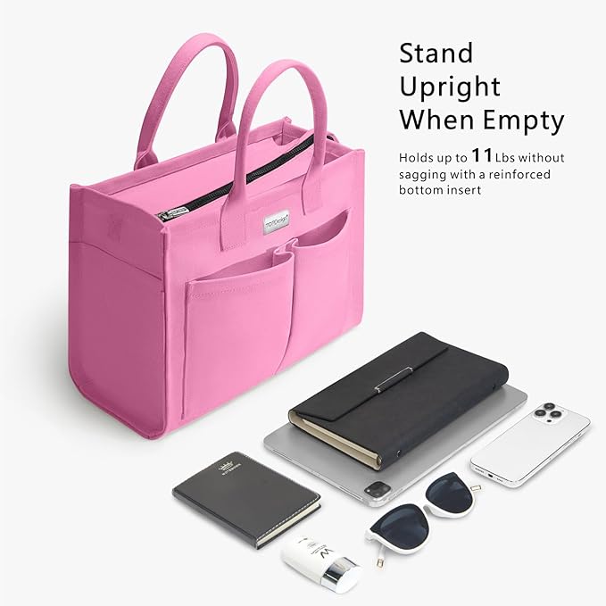 TOPDesign Heavy-Duty Canvas Tote Bag for Women, Adjustable Crossbody/Shoulder Handbag with 9 Pockets, Everything Tote