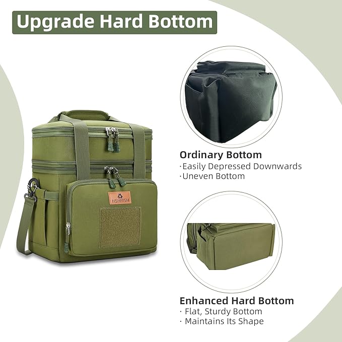 HSHRISH Tactical Lunch Bag, Large Expandable Lunch Box for Men, Durable Leakproof Cooler Bag with Molle Webbing, for Adults/Work Outdoor Picnic Trip Camping, 20 Can/15 L, Army Green