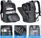 FENRUIEN Business Travel Backpack, Expandable Computer Backpack with USB Port, Gray Laptop Backpack 15.6 Inch for College/Work