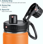 koodee 26 oz Insulated Water Bottle Stainless Steel Double Wall Vacuum Metal Sports Water Bottle with Leakproof Spout Lid, Wide Mouth Water Bottle (Cosmic Orange)