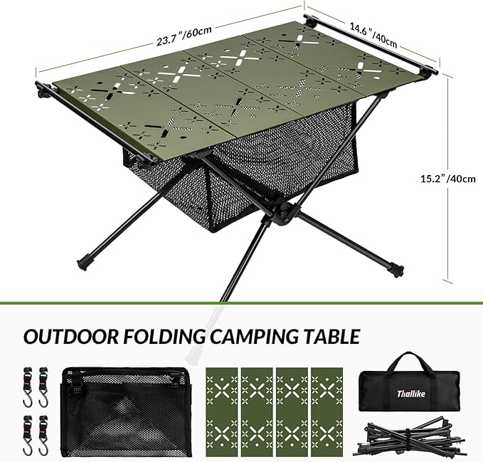 Camping Table,Outdoor Folding Table,Lightweight Portable Camping Side Table with Hollow Pattern,Ultralight Aluminum Beach Table with Carry Bag for Outdoor Cooking,Picnic,Camp,Boat,Travel
