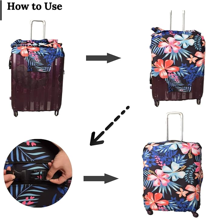 Suitcase Cover, Carry on Luggage Cover Protector - Travel Elastic Spandex Luggage Covers Fits 22 to 24 Inch Flower
