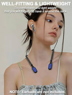 HALLJOY for Galaxy Buds 4/4 Pro/Buds 3/3 Pro Strap Neckband, Anti-Lost Accessories, Support Volume Control, Ergonomic Design, Fit Airpods Pro 3/2/1, Airpods 4, 3, 2, 1, Black Band/DarkBlue Tip