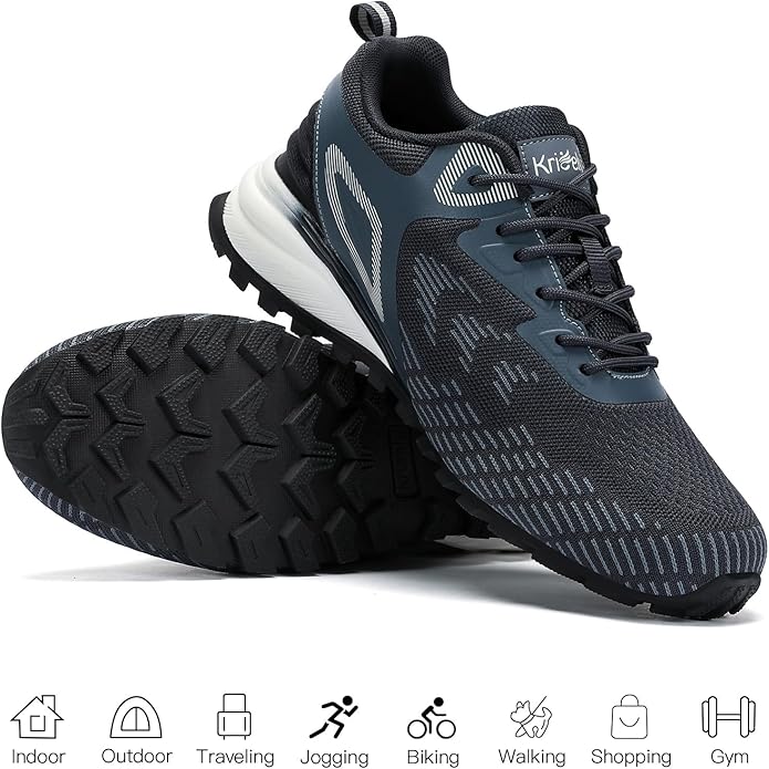 Kricely Men's Trail Running Shoes Non Slip Hiking Shoes Tennis Shoes Fashion Sneakers Workout Footwear