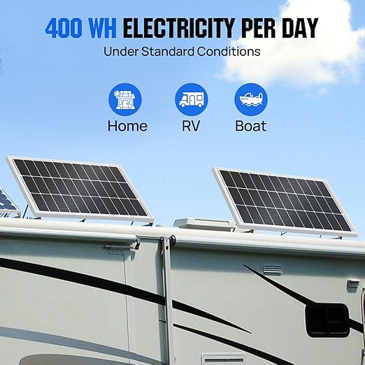 ECO-WORTHY 100 Watts 12 Volts Monocrystalline Photovoltaic Solar Panel High Efficiency Module for 12 Volt Battery Charging RV Marine Boat Off Grid(Upgrade)