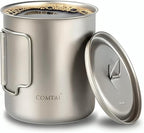 Titanium Pot, 750ml/26 oz Mug with Lid and Foldable Handle, Titanium Cup Backpacking Cookware for Outdoor Hiking Camping Cooking