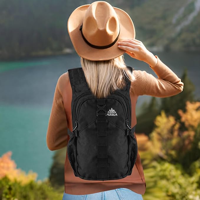 FUNANASUN 16L Ultra-Lightweight Foldable Waterproof Hiking Backpack For Women Men Small Backpack For Hiking Commuting Travel, Black