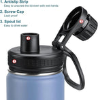 koodee 26 oz Water Bottle Stainless Steel Double Wall Vacuum Insulated Wide Mouth Water Bottle, Metal Sports Bottle with Leakproof Spout Lid (Royal Blue)