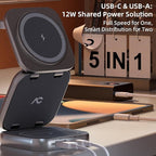 5-in-1 Wireless Charger for MagSafe, AC ISLAND Portable Travel Charging Station, 35W Max Fast Foldable Magnetic Stand, Evolved for iPhone 17-12 & Air Series, Apple Watch, AirPods (with 35W Adapter)