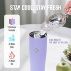 Coolflask Water Bottle 40 oz Fits Car Cup Holder, Slim Tumbler Stainless Steel with Straw & Handle, Vacuum Flask Leakproof Wide Mouth for Travel Sports Gym, Lavender