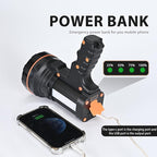 Rechargeable Spotlight Flashlight Water Resistant 8 Hour Runtime LED Super Bright Handheld Searchlight with Shoulder Strap,for During Hurricane Emergency Walking Outages Boating Camping Lantern