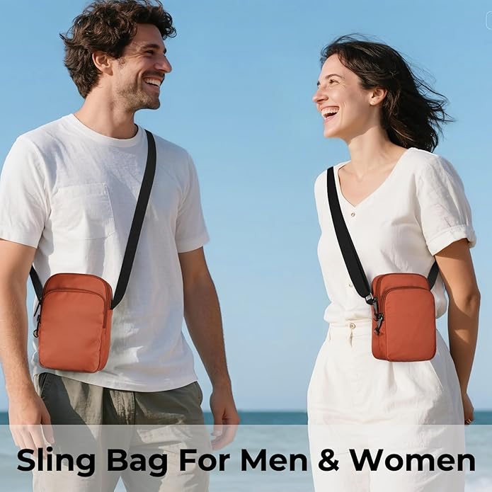 Crossbody Bag Sling Bag for Women Men Anti Theft RFID Blocking, Shoulder Chest Small Bags with Zipper Lock