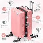 Krute Luggage 28 Inch Aluminum Frame Luggages TSA Lock No Zipper Checked Suitcase with Spinner Wheels Hardshell Lightweight PC+ABS Large Suit Case