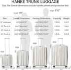 Hanke 16 Inch Underseat Carry On Luggage with Wheels,Small Hard Shell Suitcases for Weekender,Top Opening Lightweight Travel Luggage Suitcase for Womem Men,Ivory White.