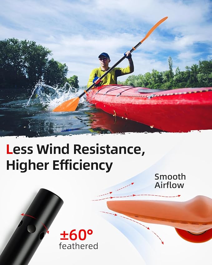 Abahub Adjustable Kayak Paddle 210-230 cm/ 230-250 cm Floating Kayaking Oars Boating Oars Canoeing Oars Black