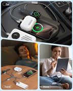 Temdan for Apple Watch Charger,4 in 2 USB C Cable for iPhone 17 Charger/Type C/Lightning/Micro USB,Multi Charging Cable Cord,Travel Vacation Essentials Designed for iWatch &iPhone 16-12-Grey