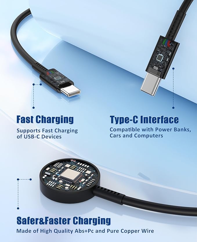 for Samsung Watch Charger Fast Charging,2 in 1 Galaxy Watch Phone Charger 3ft with 25W USBC Charger Compatible with Galaxy Watch 8/7/Ultra/6/6 Classic/5/5Pro/4/4 Classic/3/Active2/1/S24/S23/S22/21/20