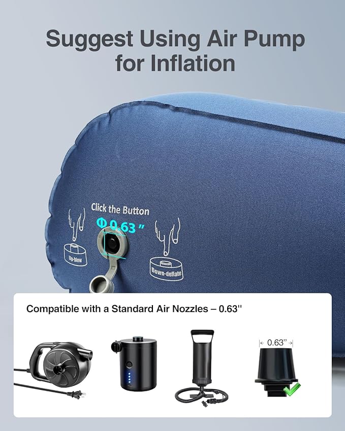 Luxtude Inflatable Wedge Pillow for Sleeping, Travel Wedge Pillow for Back Pain Relief, Knee Leg Elevation Support, Inflatable Bed Pillows for Sleeping, Back Support for Sitting Up