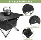 Folding Camping Table, Compact Ultralight Aluminum Design Portable Camping Table with with Storage Basket and Carring Bag for Camping Hiking BBQ Picnic Outdoor Cooking 22" Black