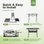 LET'S CAMP Folding Camping Table, Portable Aluminum Roll-up Picnic Backpacking Table with Adjustable Height, Large Storage and Carrying Bag for Picnic, Camping, BBQ, Party, Backyard, Beach