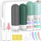 ME.FAN 18 Pack Travel Bottles for Toiletries, TSA Approved Travel Size Containers Set, Silicone Squeezable Portable Split Bottle, Travel Accessories for Conditioner, Shampoo, Lotion - Blue