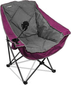 Folding Camping Chair,Oversized Portable Camping Chair with Cup Holder and Phone Holder,Heavy Duty Padded Lawn Chair for Camping, Tailgates, Beach, and Sports