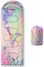 Kids Sleeping Bag for Boys Girls,Rocket Moon Print-Lightweight Warm Portable Outdoor Indoor-Waterproof Cold Weather Resistant Sleeping Bag for Camping Hiking