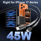 Phone 17 16 Pro Max Charger Fast Charging, 45W USB C Phone 17 16 Super Fast Charger Block with 6.6ft Long Type C Charging Cable Cord for i.Phone 17 Pro Max/17 Pro/17 Air/17/16/16Pro/16 ProMax /-Black