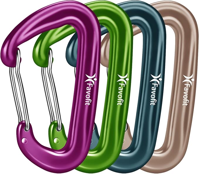 12KN Heavy Duty Carabiner Clips - Favofit 3.2'' Small Carbineers for Hiking Camping Hammocks Keys Keychains Dog Leashes - Ideal for Outdoor Enthusiasts